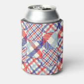 Klassiek geruite patchwork: vierkanten patroon blikjeskoeler (Blikje Achterkant)