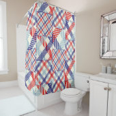 Klassiek geruite patchwork: vierkanten patroon douchegordijn (In situ)