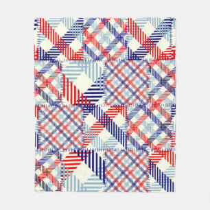 Klassiek geruite patchwork: vierkanten patroon fleece deken