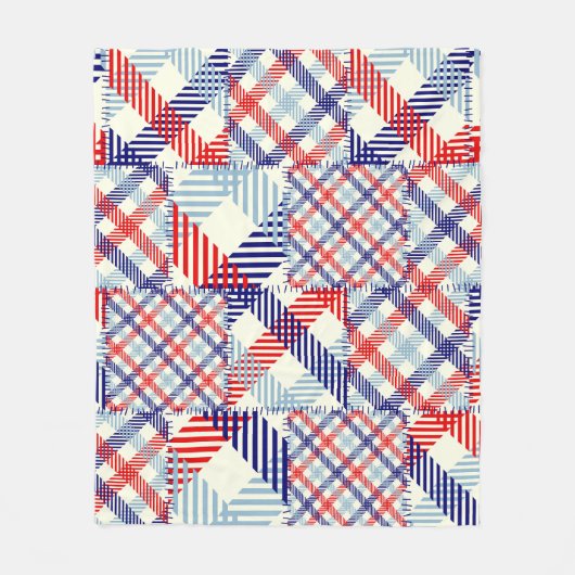 Klassiek geruite patchwork: vierkanten patroon fleece deken (Voorkant)