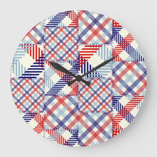 Klassiek geruite patchwork: vierkanten patroon grote klok (Voorkant)