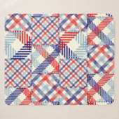 Klassiek geruite patchwork: vierkanten patroon sherpa deken (Voorkant (horizontaal))