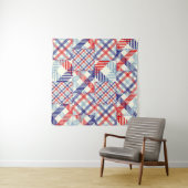 Klassiek geruite patchwork: vierkanten patroon wandkleed (In situ)