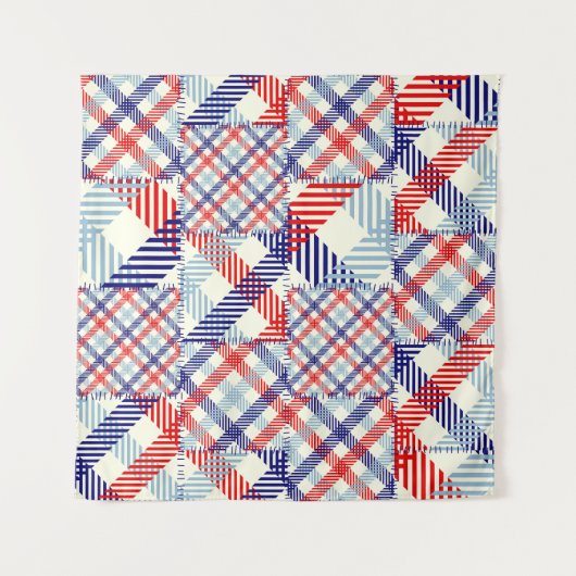 Klassiek geruite patchwork: vierkanten patroon wandkleed (Voorkant)
