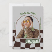Klassiek Geruite Retro unieke Graduation Party Kaart (Voorkant)