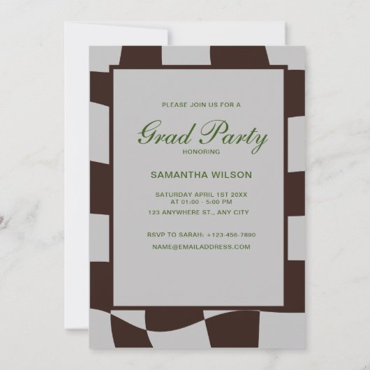 Klassiek Geruite Retro unieke Graduation Party Kaart (Achterkant)
