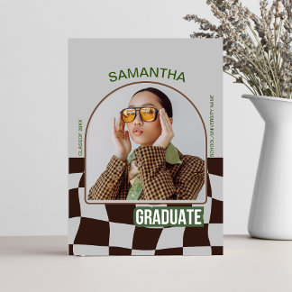 Klassiek Geruite Retro unieke Graduation Party Kaart