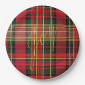 Klassiek geruite Tartan 'Joy' Calligrafie Decorati Papieren Bordje (Voorkant)