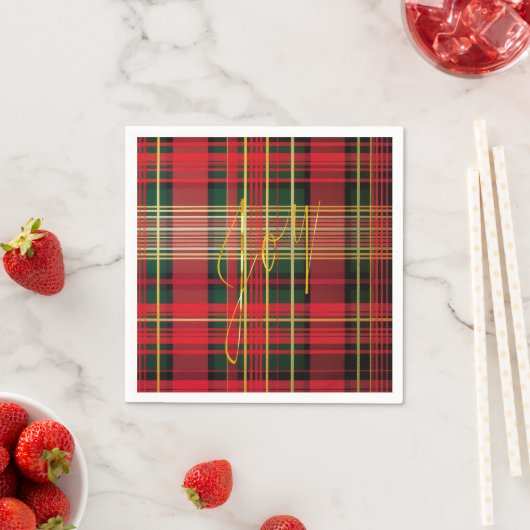 Klassiek geruite Tartan 'Joy' Calligrafie Decorati Servet (Insitu)
