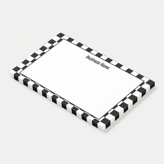 Klassiek geruite zwart-witnotities post-it® notes (Schuin)