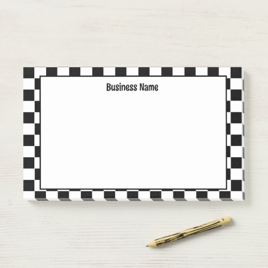 Klassiek geruite zwart-witnotities post-it® notes (Op bureau)