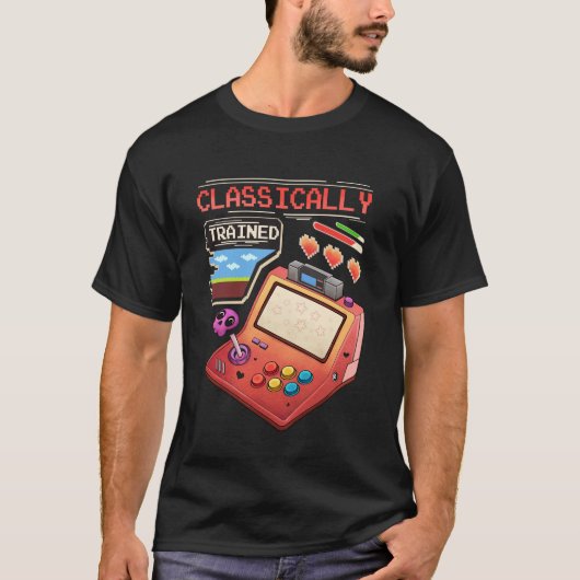 Klassiek geschoolde Retro Arcade Gamer Pixel Art T-shirt (Voorkant)