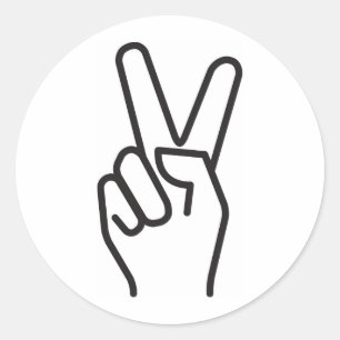 klassiek gestileerd overwinningsteken ronde sticker