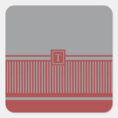 Klassiek gestreept monogram vierkante sticker (Voorkant)