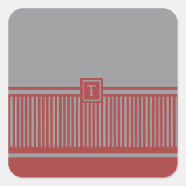 Klassiek gestreept monogram vierkante sticker