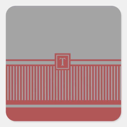 Klassiek gestreept monogram vierkante sticker (Voorkant)