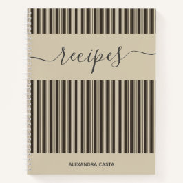 Klassiek gestreepte minimalistische script aangepa notitieboek