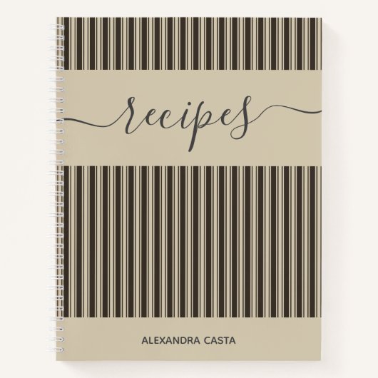 Klassiek gestreepte minimalistische script aangepa notitieboek (Voorkant)
