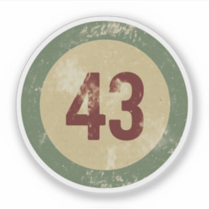 Klassiek getal 43 met afgetakeld uiterlijk sticker