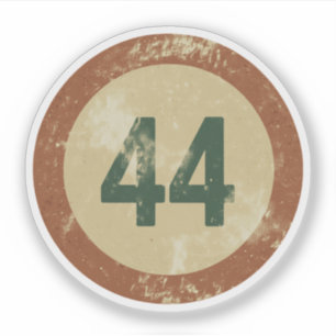 Klassiek getal 44 met afgetekende slijtage sticker