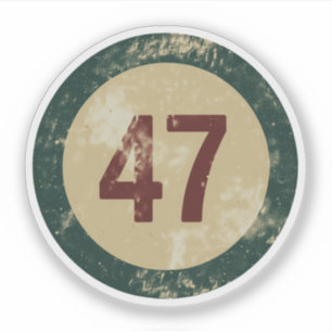 Klassiek getal 47 met afgetakeld uiterlijk sticker