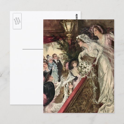 Klassiek getrouwde pasgetrouwden, Victoriaanse bru Briefkaart (Voorkant / Achterkant)