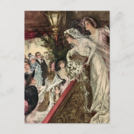 Klassiek getrouwde pasgetrouwden, Victoriaanse bru Briefkaart