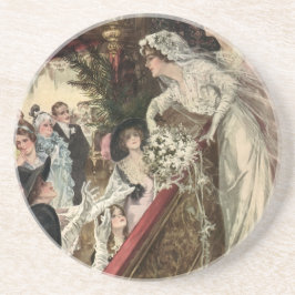 Klassiek getrouwde pasgetrouwden, Victoriaanse bru Zandsteen Onderzetter