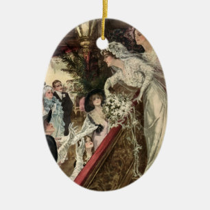 Klassiek getrouwden, Victoriaanse bruid gooit brui Keramisch Ornament