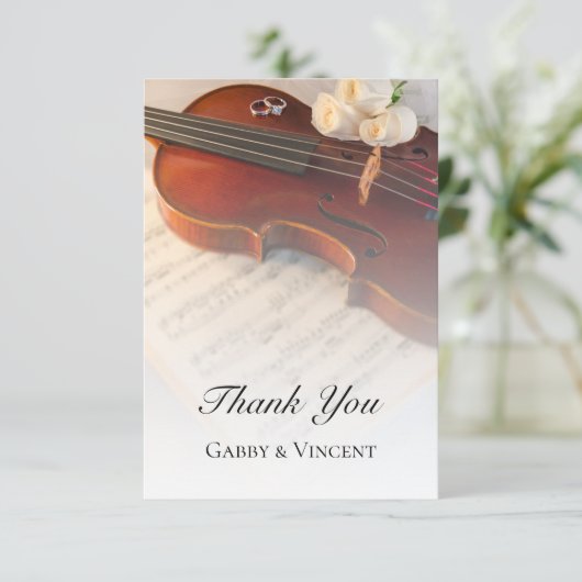 Klassiek geweld en witte rozen bruiloft Dank je Bedankkaart (Staand voorkant)