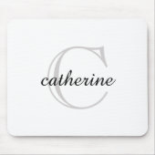 Klassiek gewoon wit script monogram muismat (Voorkant)