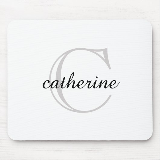 Klassiek gewoon wit script monogram muismat (Voorkant)
