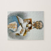 Klassiek gezin, vader met baby's en pokerhand legpuzzel (Horizontaal)