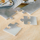 Klassiek gezin, vader met baby's en pokerhand legpuzzel (Zijkant)