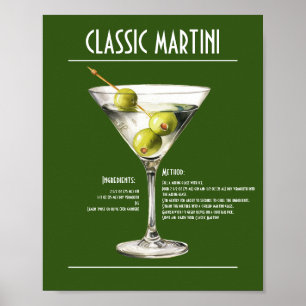 Klassiek Gin Martini recept Poster