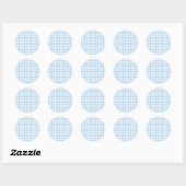 Klassiek Gingham Babyblauw Ronde Sticker (Vel)