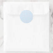 Klassiek Gingham Babyblauw Ronde Sticker (Tas)