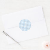 Klassiek Gingham Babyblauw Ronde Sticker (Envelop)