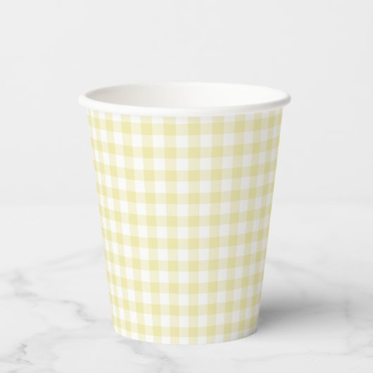 Klassiek Gingham Boter Geel Papieren Bekers (Voorkant)
