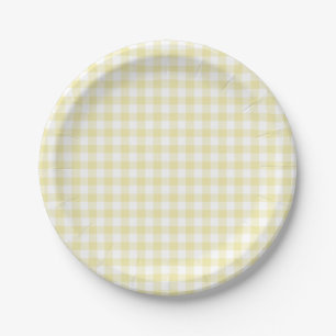 Klassiek Gingham Boter Geel Papieren Bordje