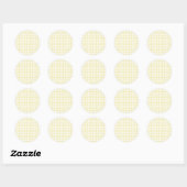 Klassiek Gingham Boter Geel Ronde Sticker (Vel)