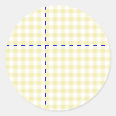 Klassiek Gingham Boter Geel Ronde Sticker (Voorkant)