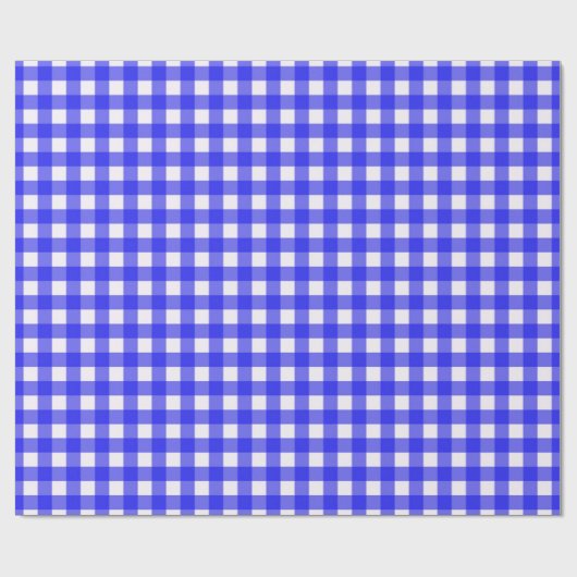 Klassiek Gingham geruit patroon in Royal Blue Cadeaupapier (Vlak)