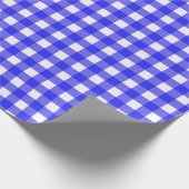 Klassiek Gingham geruit patroon in Royal Blue Cadeaupapier (Hoek)