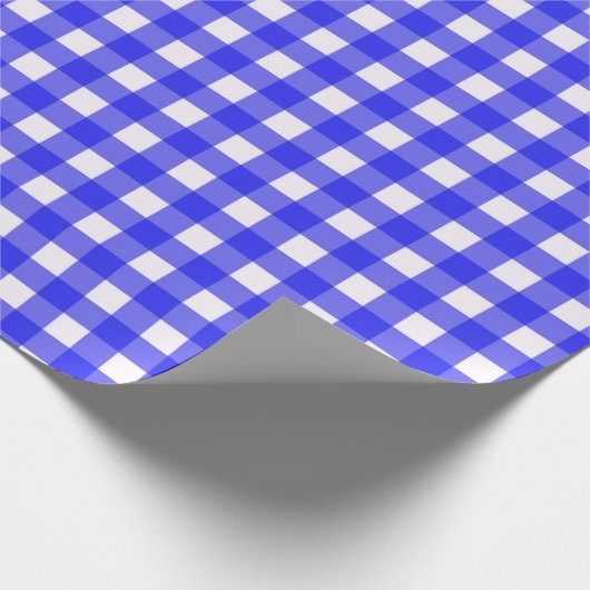 Klassiek Gingham geruit patroon in Royal Blue Cadeaupapier (Hoek)