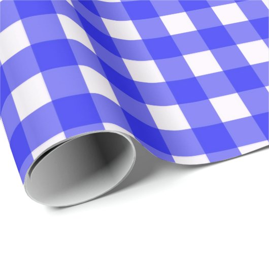 Klassiek Gingham geruit patroon in Royal Blue Cadeaupapier (Rol Hoek)