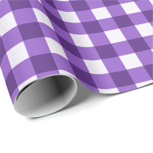 Klassiek Gingham geruite patroon in Paarse Cadeaupapier (Rol Hoek)