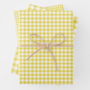 Klassiek Gingham Goudgeel Inpakpapier Vel