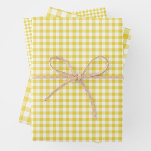 Klassiek Gingham Goudgeel Inpakpapier Vel (In situ)