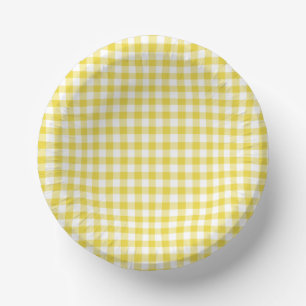 Klassiek Gingham Goudgeel Papieren Kommen